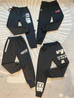 Kids Black Graphic Jogger Pants 4-pieces Pack